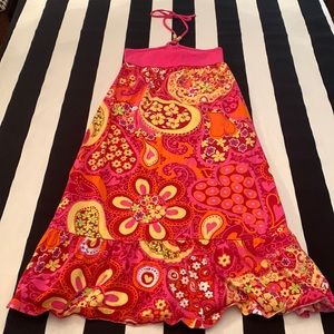 💕💕SUPER CUTE girls halter maxi sundress w/ fun loop and beads at neck EUC💕💕